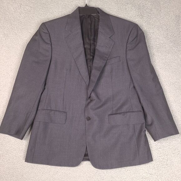 Brooks Brothers Blazer Mens 40 Short Gray Blue Stripe Jacket Mohair Wool England - Picture 1 of 16